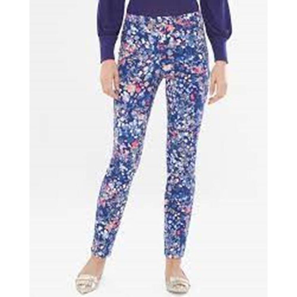 NWT Chico's Petal Print Pull On Jeggings Blue Floral Pants Size 1R 8 H13263 - Picture 13 of 16